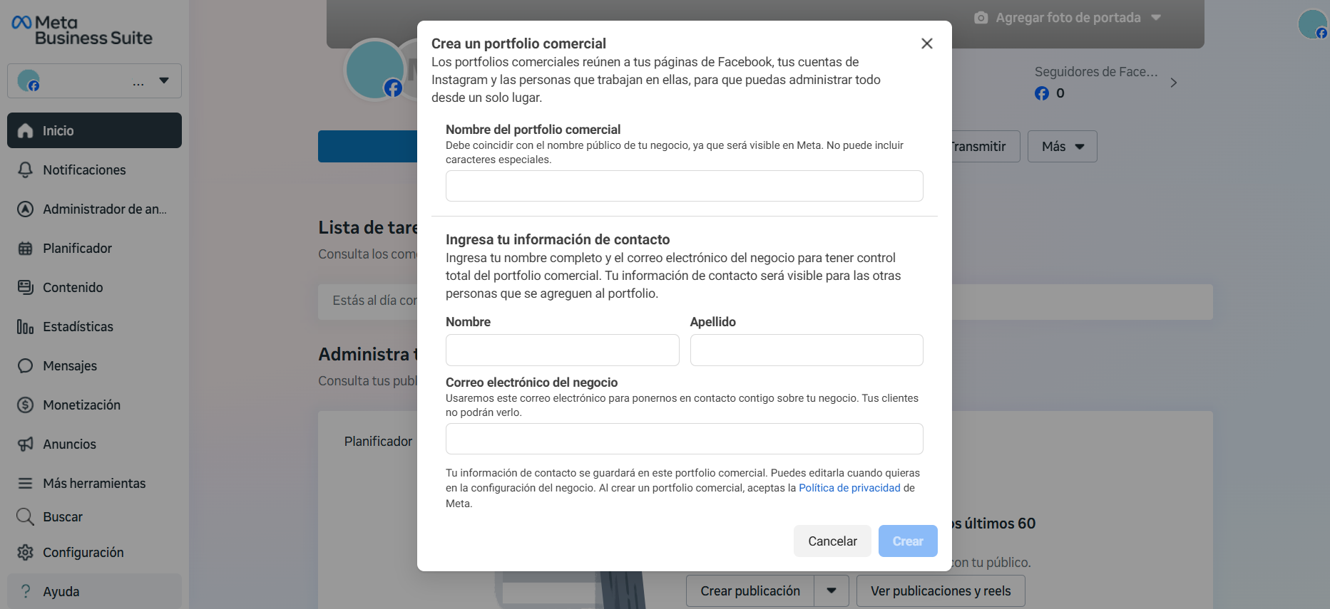 Creación de Portafolio Comercial desde Business Suite